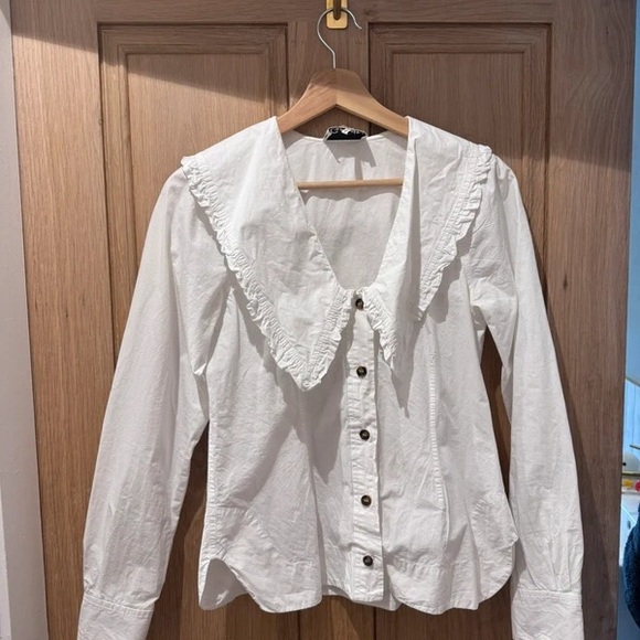 Ganni Crisp White Button-Up Blouse